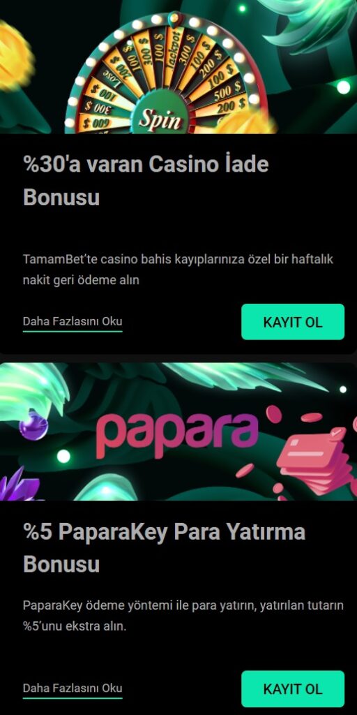 tamambet yatırım bonusları